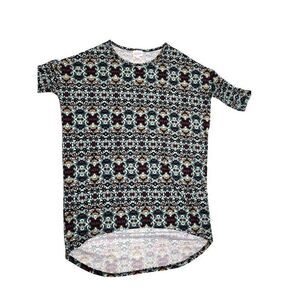 LuLaRoe Irma Green Teal Black High Low Tunic‎ Top XXS